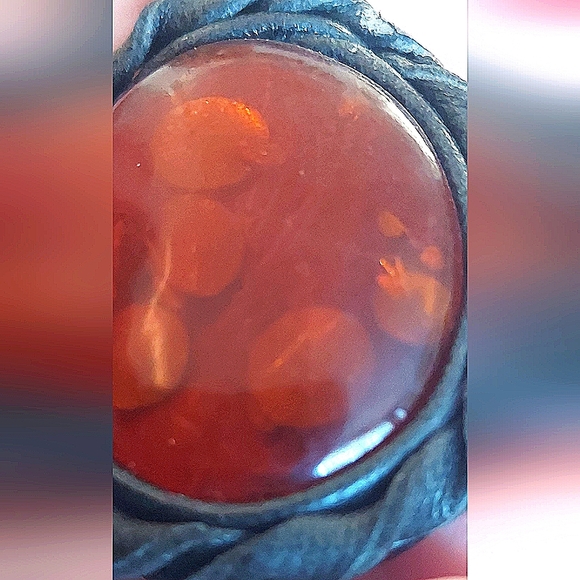 Minimalist Black Cord Necklace with Red Gemstone Pendant - Picture 4 of 8